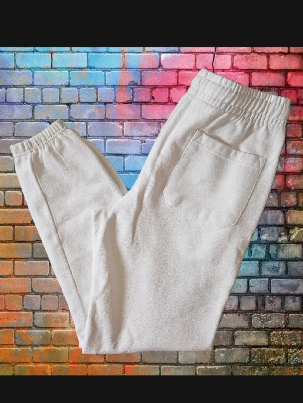 NWOT/ Lane Seven White 'Drip' Graphic Jogger Sweatpants